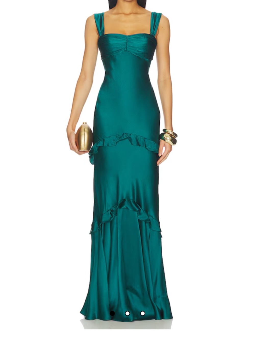 SALONI Selma Long Dress in Dark Teal/Midnight Green